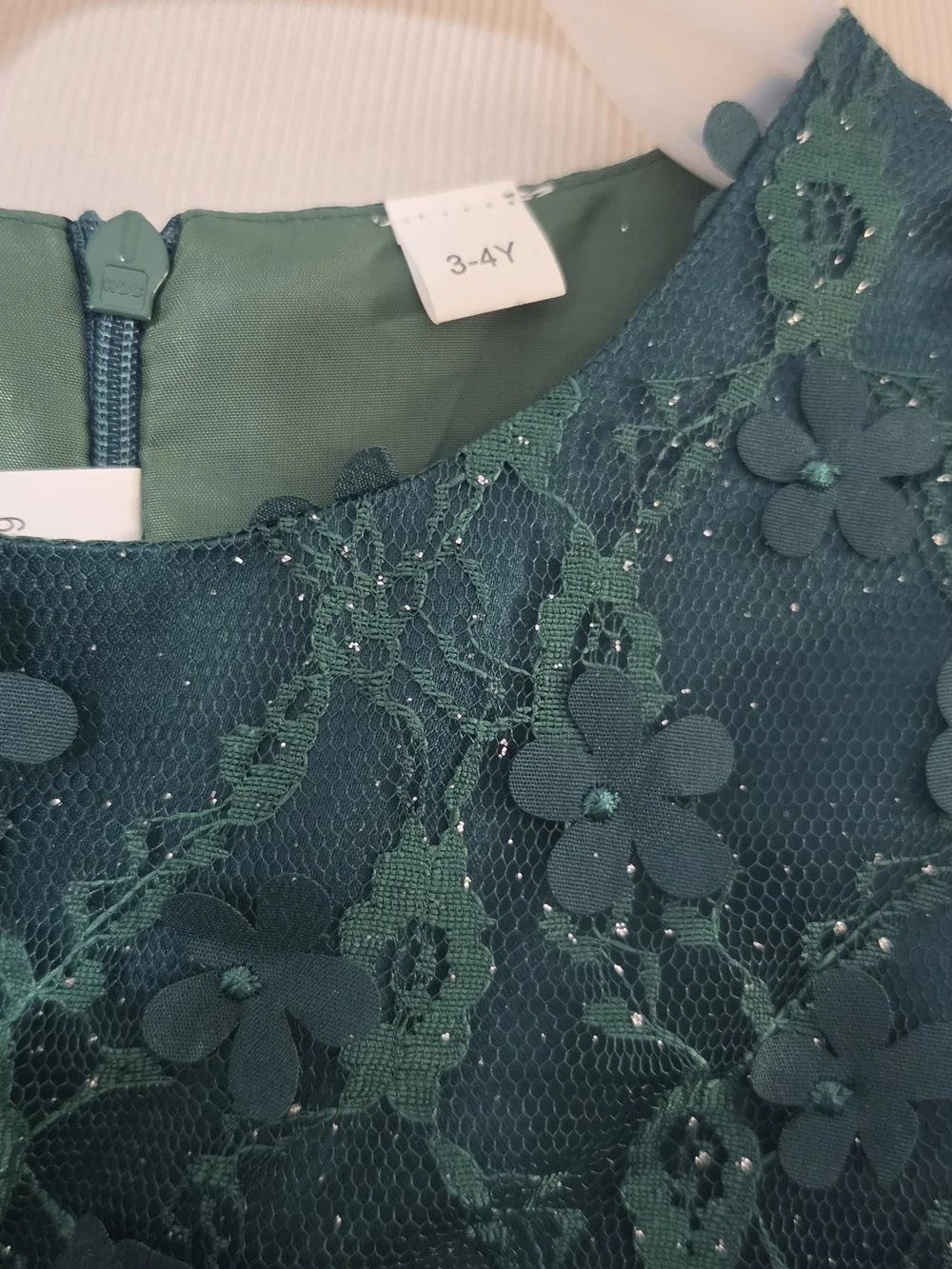 Emerald Green Floral Lace Tulle Party Skirt for Girls